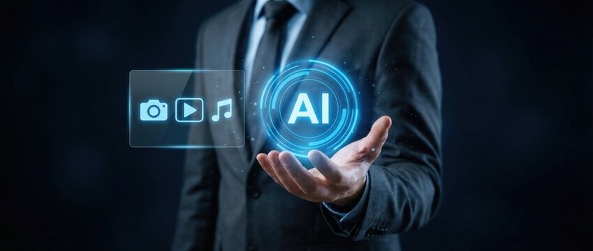 Exploring ai technology innovations in business context visual content creation futuristic environment professional viewpoint conceptual development