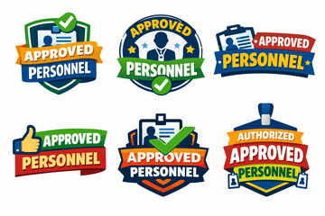Naklejka premium Employee authorization and access badges set. Approved personnel emblems for security and identity verification