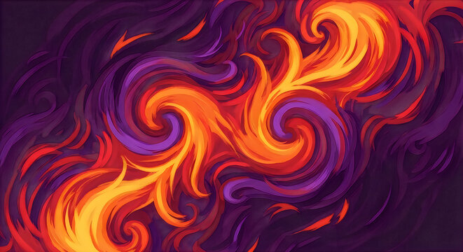 Abstract swirling fire and smoke pattern with digital art
