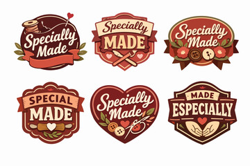 Obraz premium Handmade specially made and special made craft labels set, showcasing traditional artisan tools and warm brown tones