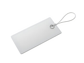 A blank white tag with a string attached