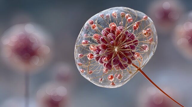 A captivating macro photograph showcases the intricate details of a seed head with delicate structures and a blurry background for soft effect.