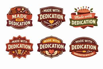 Obraz premium Artisan made with dedication labels collection. Crafts, handmade sewing and tailoring emblems for quality products