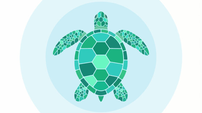 Hexagonal Mosaic Sea Turtle Vector