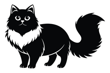 Fototapeta premium persian cat silhouette line art vector illustration with a white background