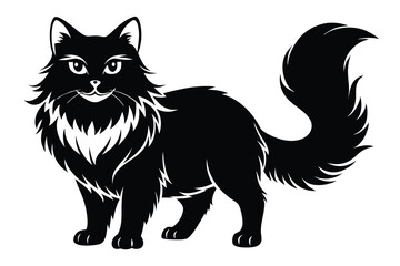 Obraz premium persian cat silhouette line art vector illustration with a white background