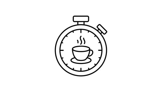 Caffeine tracking animation with coffee cup and time icons; concept for managing energy levels, mental focus, and physical well-being.