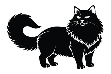 Obraz premium persian cat silhouette line art vector illustration with a white background