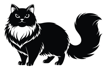 Obraz premium persian cat silhouette line art vector illustration with a white background