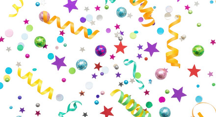 Obraz premium Colorful party decorations with streamers and confetti