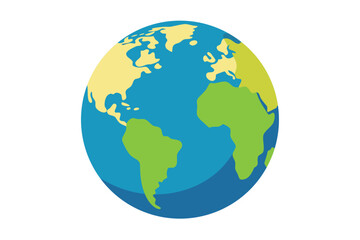 Fototapeta premium A colorful vector illustration of the Earth with green and yellow continents