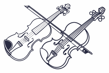 Fototapeta premium A vector graphic illustration of two violins crossed over each other in a minimalist design