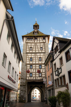Konstanz, Germany- May 28, 2025: Medieval Konstanz Schnetztor city tower gate