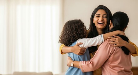 Obraz premium joyful indian mother and daughter sharing a warm and playful moment together at home