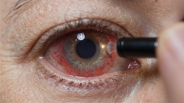 Eye Examination Focusing on Iris and Eyelid Health