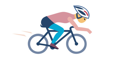 Fototapeta premium Cyclist with helmet focusing on speed in a minimalist style 