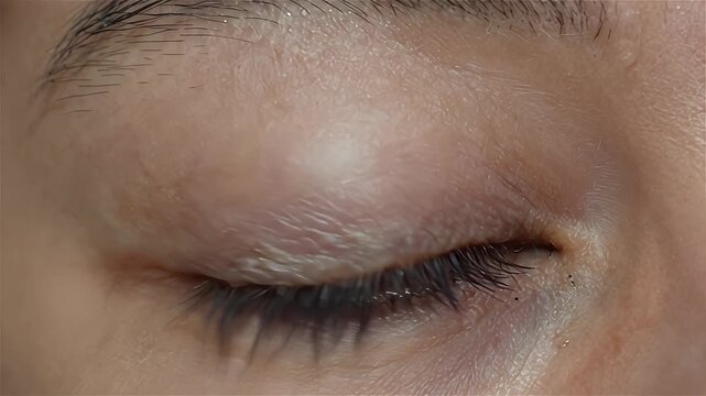 Eye Close-Up Capturing Open and Closed Lids with Detailed Texture Analysis