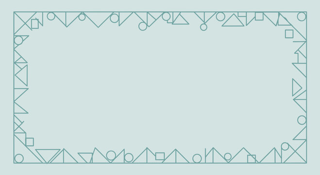 Geometric Abstract Border Frame with Shapes - Teal and Light Blue Background