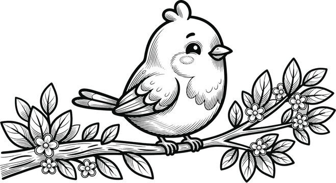 Birg cartoon line art