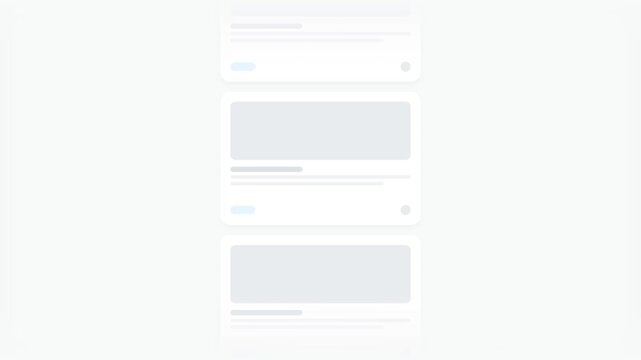 Infinite Vertical Scroll Animation of Minimalist Mobile App Interface, 4K High-Speed Smooth Scrolling UI UX Design with Motion Blur, Clean White and Gray Application Layout with Placeholder Elements