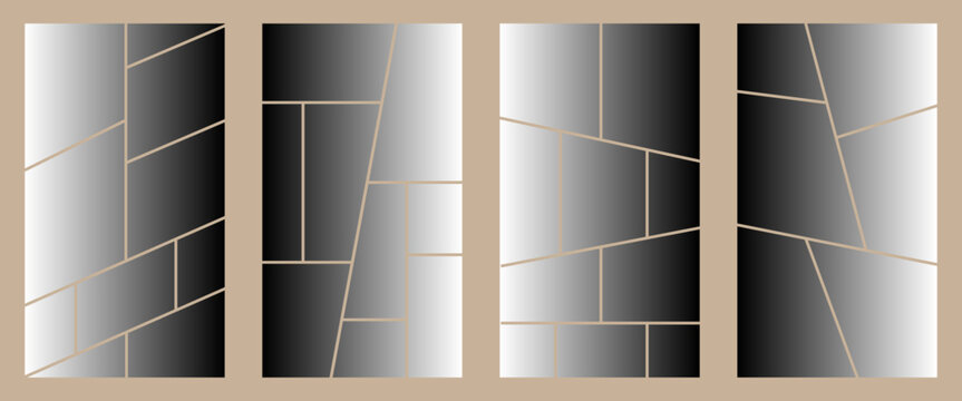 geometric parallelogram line or plane arrangement, with golden brown gradient color isolated on black background