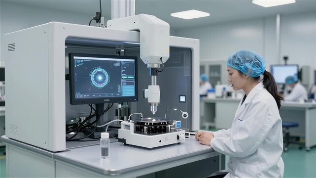 Laboratory Technician Analyzing Data in Research Facility