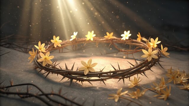 Crown of thorns with flowers