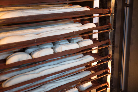 Group of breads and baguettes at the bakery