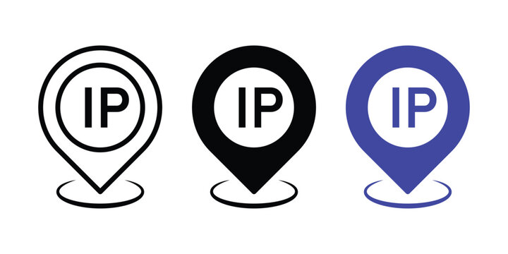 IP Location Pin Vector Icon Map Design Geolocation Illustration Set