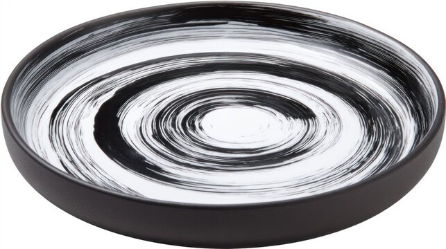 Abstract swirl pattern ceramic plate black white graphic design background