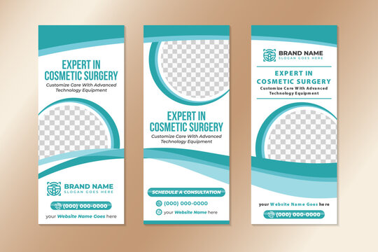 collection of medical professional social media story. expert in cosmetic surgery banner template in vertical layout. 