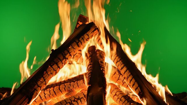 Wood burning in a fire