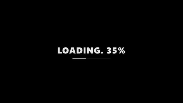 Professional Natural Loading Screen Animation with Realistic Non-Linear Percentage Progress, 4K Minimalist Bold White Text on Black Background, Digital System Booting or Software Update