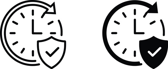 Long Term Protection thin line vector icon set on white background, minimal flat design © Ayat04