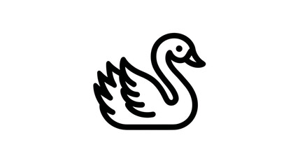 Fototapeta premium A black and white line art image of a stylized swan floating