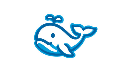 Naklejka premium Stylized illustration of a happy cartoon whale in shades of blue. White background