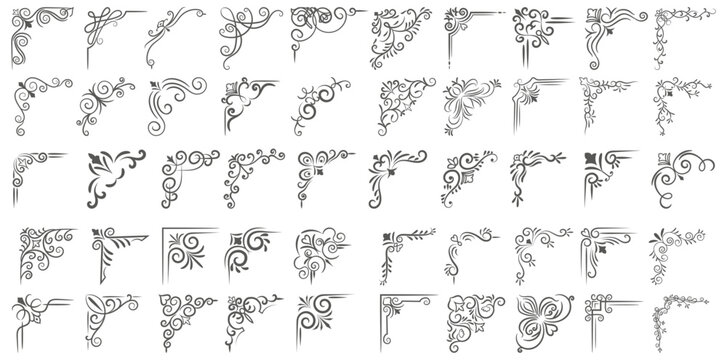 Vector illustration of decorative corner frame set. Vintage corner set. vector frame corners