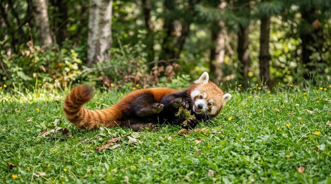 lesser panda in the forest