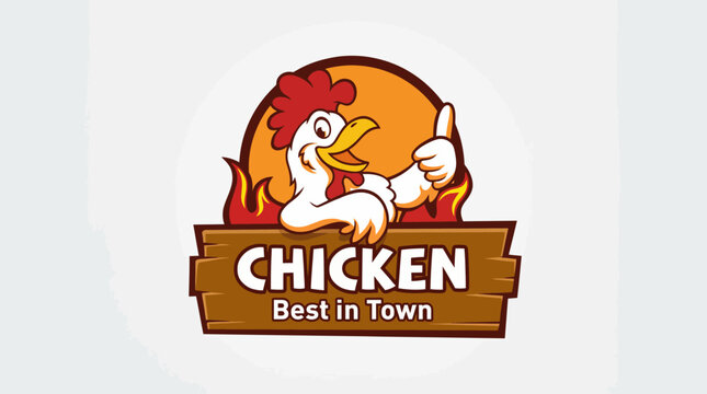 An inviting logo featuring a cartoon-style chicken giving a thumbs up, symbolizing quality and friendliness, ideal for a local eatery known for its delicious chicken dishes.