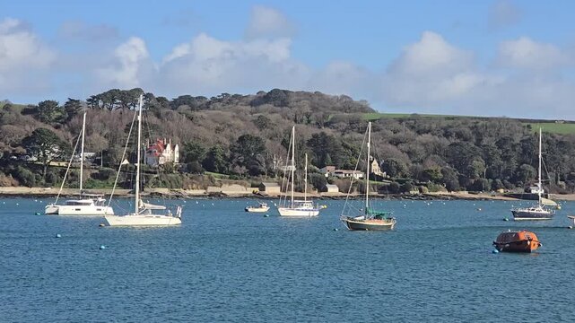 View from Falmouth Overlooking St Mawes Across the Fal Estuary in Cornwall England