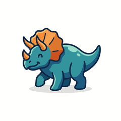 This colorful cartoon triceratops features a cheerful expression and vibrant colors, making it perfect for children’s educational content or playful designs. © june