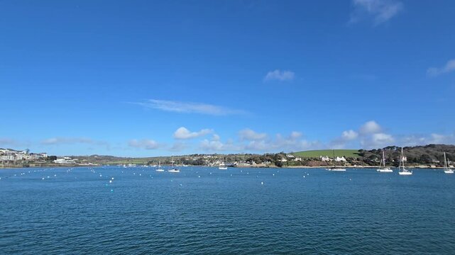 View from Falmouth Overlooking St Mawes Across the Fal Estuary in Cornwall England