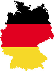 Obraz premium Detailed vector map of Germany accurately depicting its national flag colors isolated on a white background for geographical and political concepts