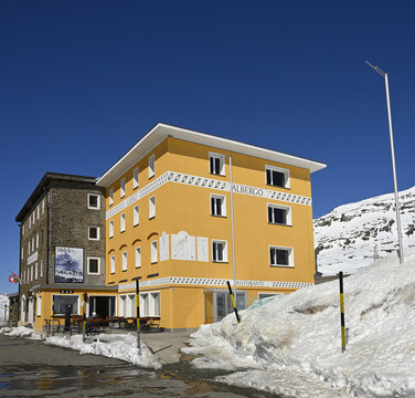 Bernina pass, Switzerland - The Pass is a high mountain pass in the Bernina range of the Swiss Alps, canton of Graub&uuml;nden. It connects St. Moritz in the Engadin valley with the Val Poschiavo valley