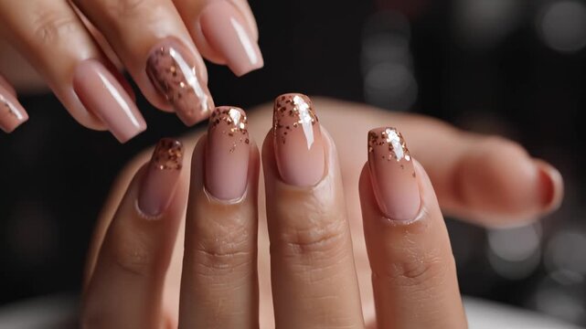 Closeup of elegantly manicured nails