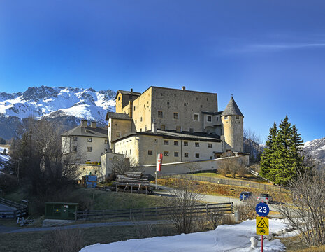 Castle Nauders - The princely court castle was built at the start of the 14th century. Nauders is a municipality in the Landeck district of Tyrol, Austria.