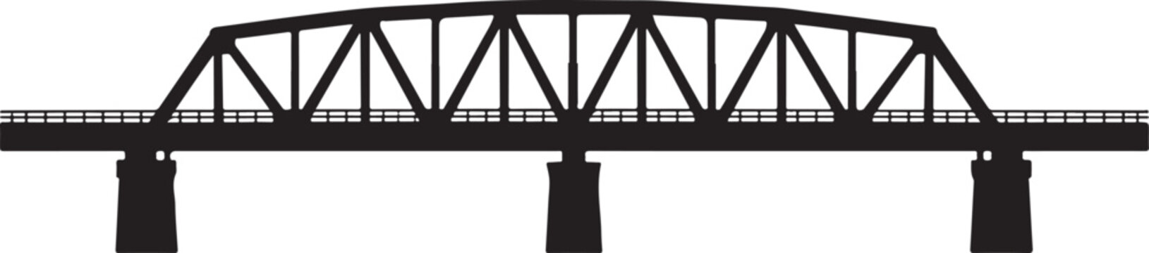 Modern steel girder bridge side profile silhouette vector