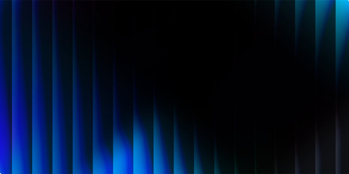 Gelombang biru abstrak dramatis latar belakang gelap garis-garis vertikal cahaya listrik