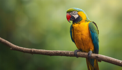 Obraz premium Colorful Parrot Sitting On Branch In Natural Environment