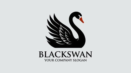 Fototapeta premium This logo features a sleek black swan with wings elegantly spread, embodying luxury and sophistication, ideal for a company seeking a high-end luxury aesthetic.